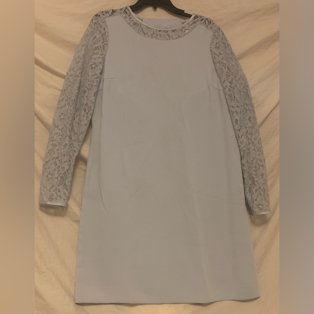 ✨⚡️💥Reiss lace sleeve zipper open exposed back shift dress Sz US 10 - Picture 8 of 14